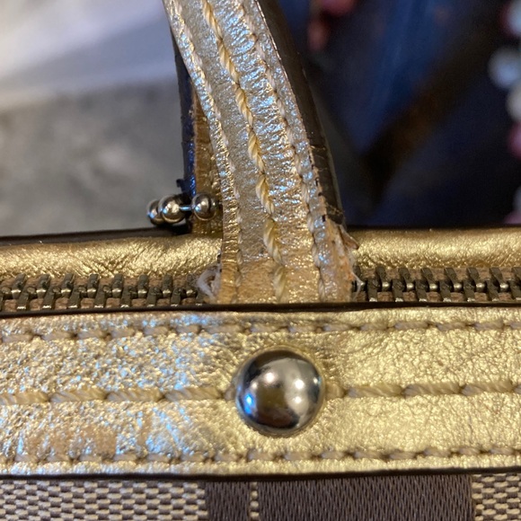 Coach Tan, Brown & Gold Sparkle Shoulder Bag - Picture 6 of 12